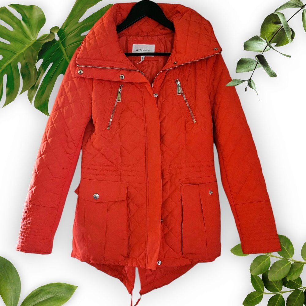 BCBGeneration Red Quilted Coat , sz Small